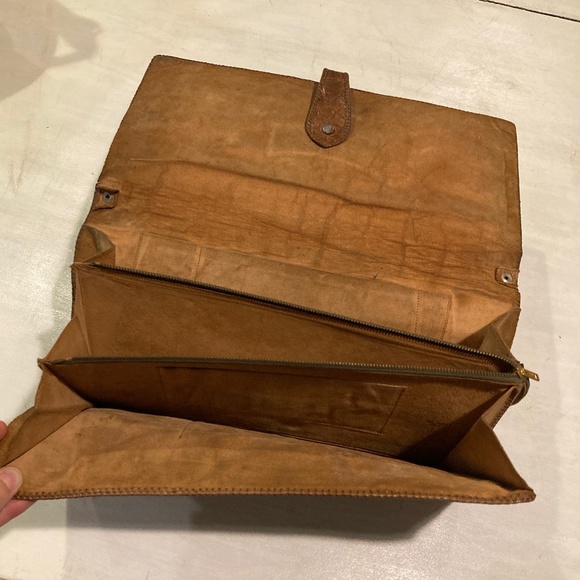 Antique Brown Clutch with Additional Pockets and Clasp - Picture 3 of 5